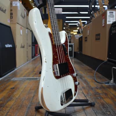 Fender Custom Shop 1960 Precision Bass Relic Super Faded Aged Olympic White w/Tweed Case image 2