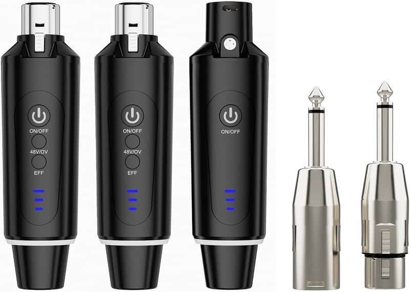 Wireless XLR Microphone System (2 Transmitter & 1 Receiver) 2.4Ghz, XLR Mic Adapter for Dynamic Microphone, Audio Mixer, Electric Guitar Bass, 48V Phantom Power for Condenser Mic, 160ft Range image 1