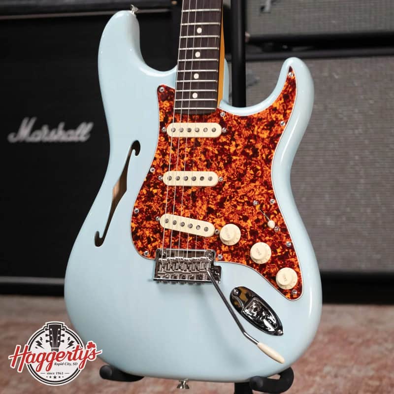 Fender American Professional II Stratocaster Thinline - Transparent Daphne Blue with Hardshell Case - Used image 1