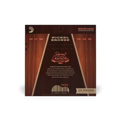 D'Addario - NB1356 - Nickel Bronze - Acoustic Guitar String Set - Medium Gauge - 13-56 (NB1356) image 2