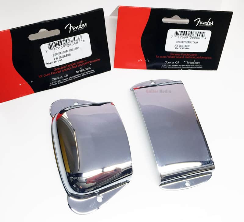 Genuine Fender Precision/P-Bass Bridge/Pickup Ashtray Covers Plate Set - Chrome image 1