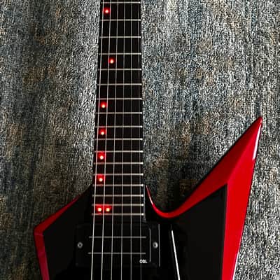 Hamer Scepter, LED inlays, OBL pickups, Floyd Rose 1988 - Black with Red bevels image 6