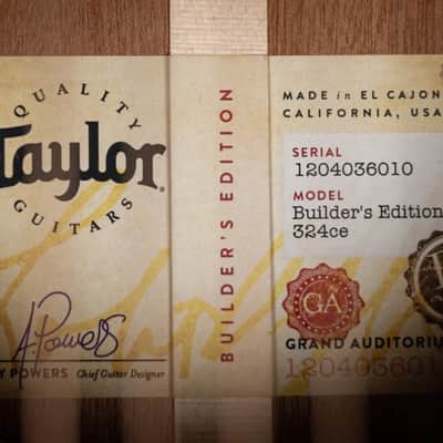 Taylor Next Generation Builder's Edition 324ce Grand Auditorium Acoustic/Electric Guitar - Tobacco Kona Burst with Hardshell Case image 13