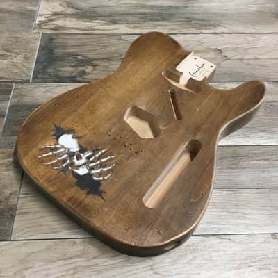 FRANCHIN Mars guitar body Aged Laser-cut Skulls drawings Natural Alder Halloween T-Style Made in Italy - Stock piece #19571024 image 4