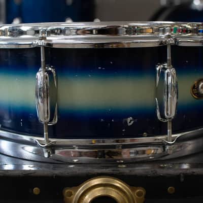 1960s Slingerland 5x14 Duco Blue & Silver Student Model Radio King Snare Drum image 8
