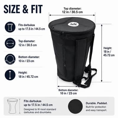 ZAZA - Professional Colorful Doumbek/Darbuka ClassicSize - Bag Carry Case - Premium Nylon Fabric Gig-bag - Turquoise image 9