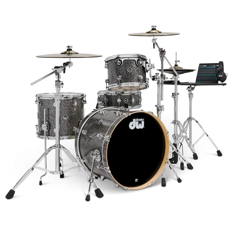 Drum Workshop DWe 4-Piece Drum Kit Bundle - Black Galaxy Finish Ply image 1