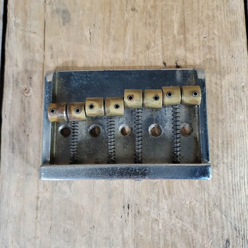 Unbranded Bass Bridge 1980s Brass Saddles Brass over Chrome Base 4 String image 1