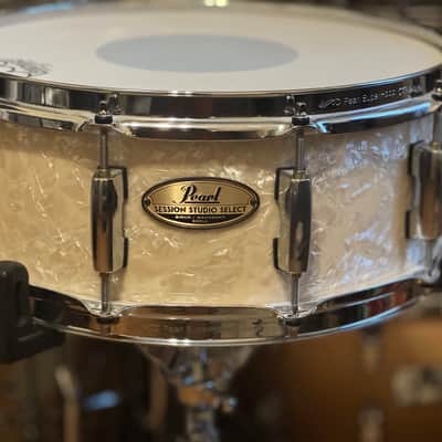 Pearl STS1455S/C405 Session Studio Select 14x5.5" Snare Drum 2018 - 2020 - Nicotine White Marine Pearl image 1