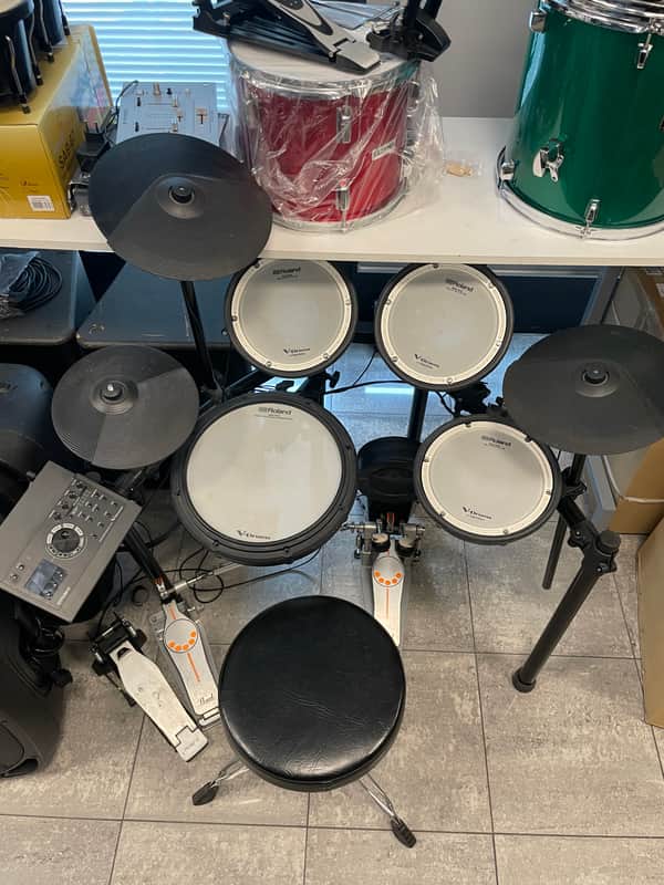 Roland TD-17KV V-Drum Kit with Pearl demonator double pedal image 1