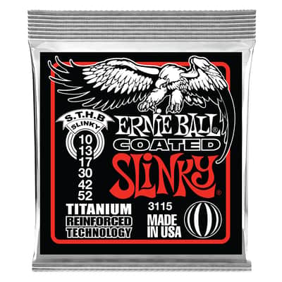 Ernie Ball Skinny Top Heavy Bottom Slinky Coated Titanium RPS Electric Guitar Strings 10-52 Gauge image 1