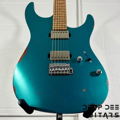 Mayones Aquila Aged V24 S 6 Electric Guitar w/ Case - Monolith Metallic Neon Green Nitro (Aged) image 11