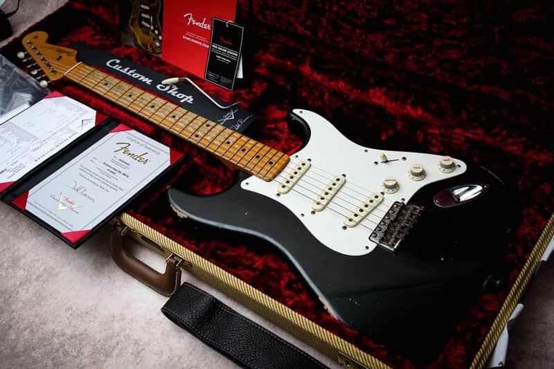 FENDER USA CS Mastertbuilt 56' Reissue Active Stratocaster Relic * Todd Krause "Faded British Racing Green" (2022) image 1