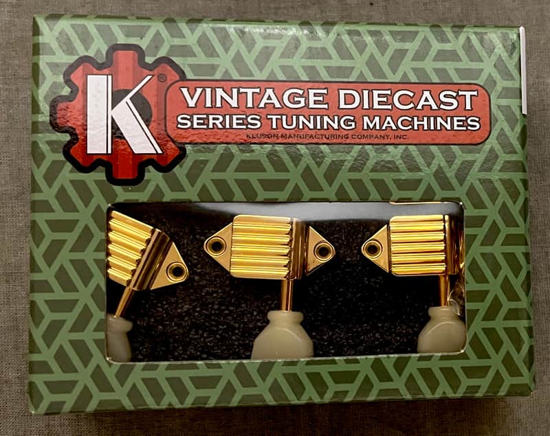 Kluson KVDW-3-G Waffleback Vintage Diecast Tuning Machines Gold image 1