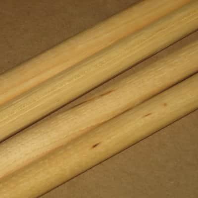 TWO new pairs (no packaging) near A+ Musician's Gear Hickory Drumsticks similar in size & head to Promark Finesse 718: small round tip, Length: 16 1/4" / 412.8mm, Diameter: .551" / 14mm, satin finish (plain, meaning NO graphics / NO paper sleeve) image 21