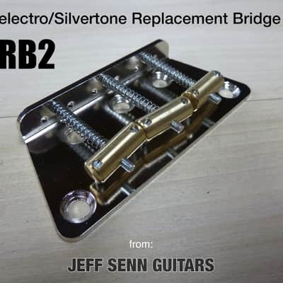 Danelectro/Silvertone Replacement Bridge (DRB2) with 5/16" Intonated Brass Saddles image 1