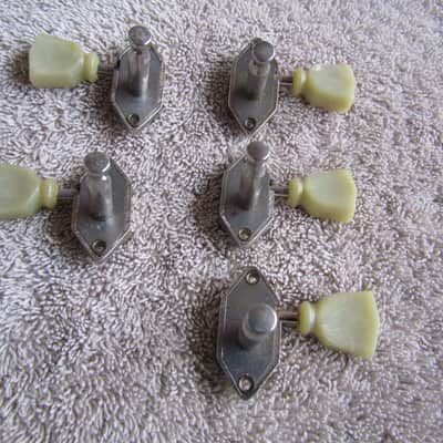 Set Of 5 Kluson Waffle Back Tuners 1960's Nickel Plated Keystone Buttons For Everly Brothers Vintage image 3