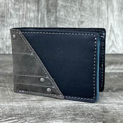 Anthology Gear Leather Chain Wallet with Guitar Pick Slots - Grey/Black, Without Chain image 1