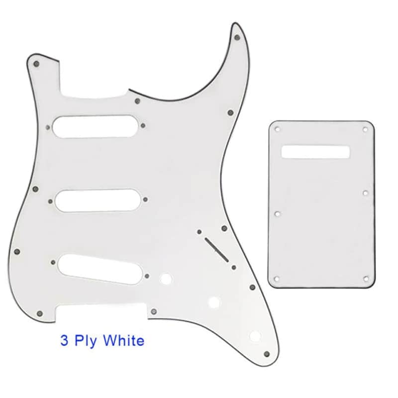 Guitar Pickguard With Back Plate Suit For USA/Mexico Fender Strat Standard SSS ST-3 ply white image 1