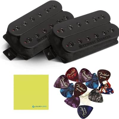 Seymour Duncan Blackened Black Winter 6-String Guitar Pickup Set Bundle w/ 12x Feder Guitar Picks, and Liquid Audio Polishing Cloth image 1