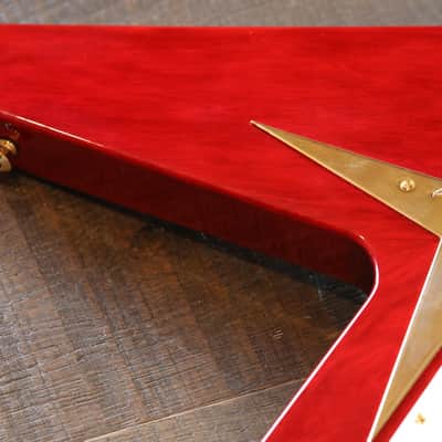 Sweet! 2005 Hamer Korina Vector Flying V Style Guitar Trans Cherry w/ Brazilian Board + COA OHSC image 7