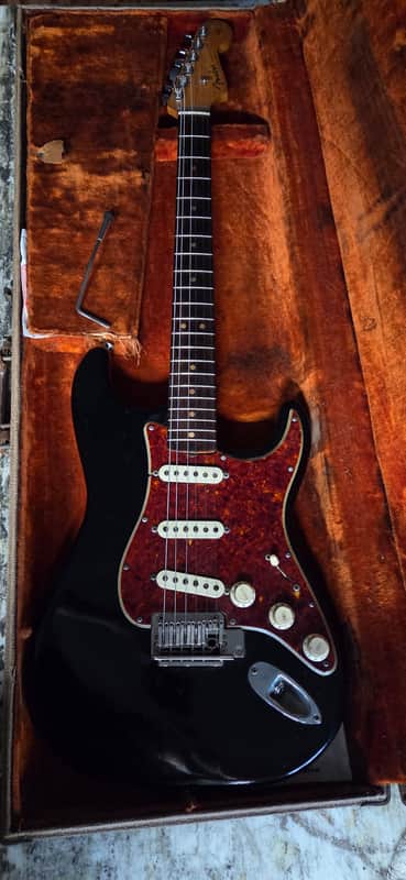 Fender Stratocaster 1964 Spaghetti logo- Black Refin - Good