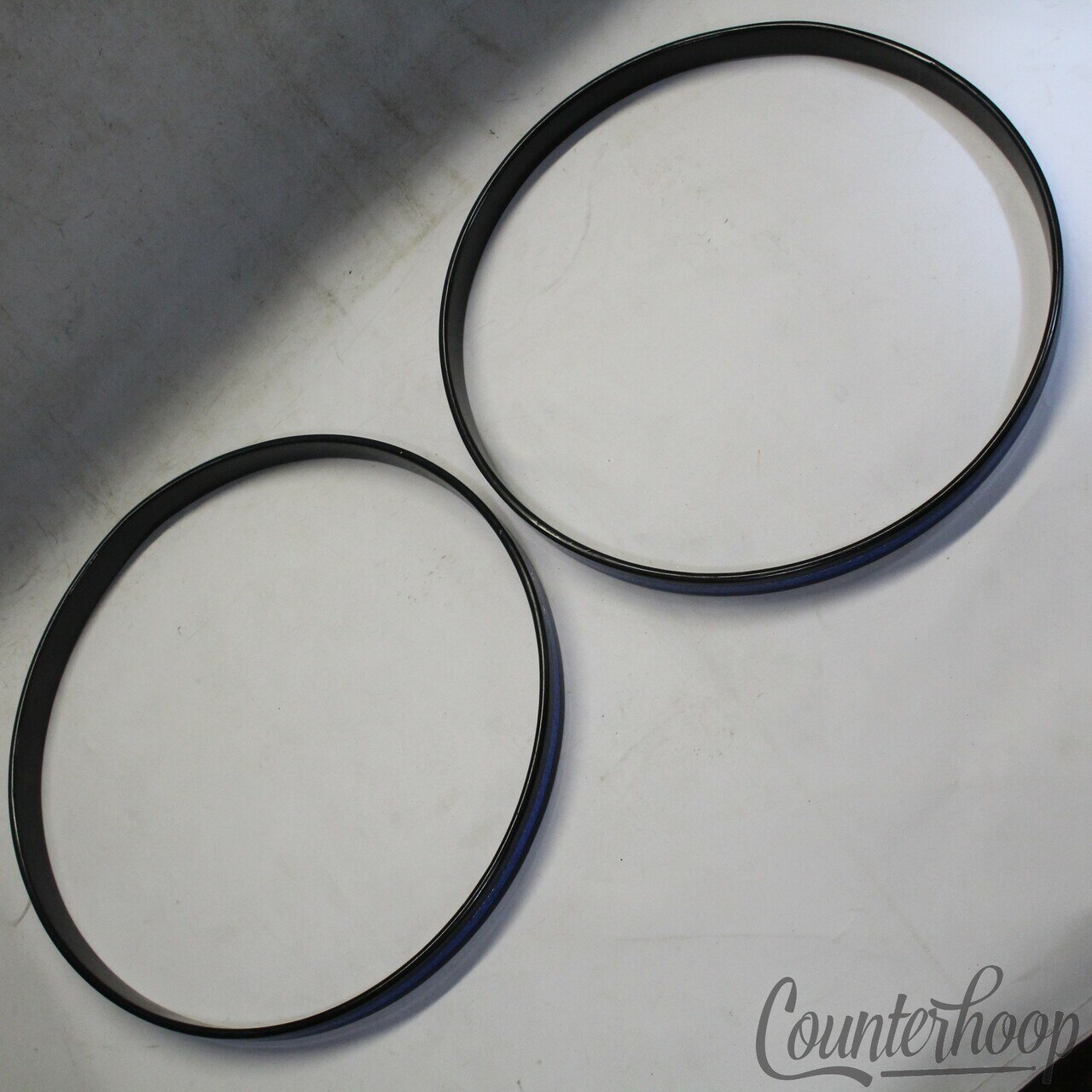 2x 20" Maple Bass Drum Hoops/Rims USA Vintage Style Blue Sparkle Inlays — main photograph