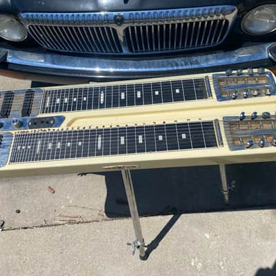 Guyatone Dual 8 string steel guitar with case Late 70ish - Cream white image 2