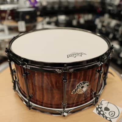 Pork Pie 7x14" Maple Max Snare Drum (Waterfall Bubinga High-Gloss w/ Black Nickel Hardware) image 7