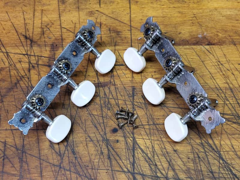 Vintage RARE 1970's 3x3 On a Plate Open Back Fancy Guitar Tuners Japan Luthier Parts #5 image 1