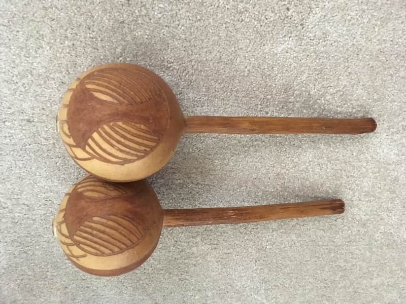 Maracas — vintage, hand-carved image 1