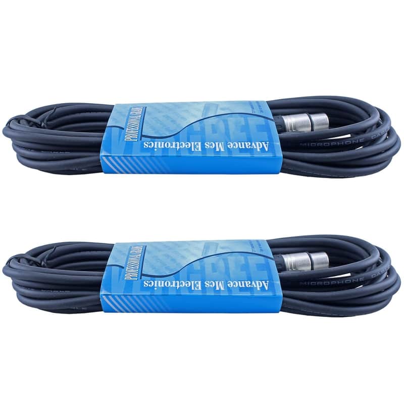 2 Pack 15 Ft Foot 3 Pin Xlr Male To Female Mic Microphone Cables image 1