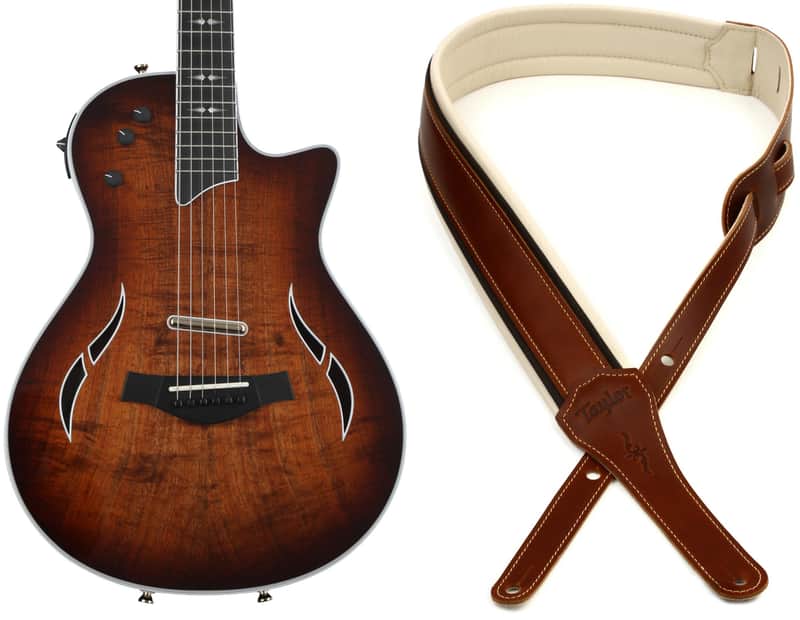 Taylor T5z Custom Acoustic-electric Guitar - Koa Shaded Edgeburst  Bundle with Taylor Renaissance 2.5 inch Guitar Strap - Medium Brown image 1