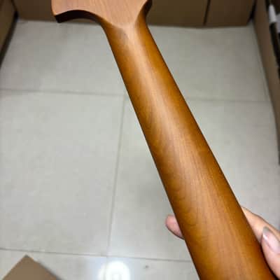 Satin Roasted Maple Guitar neck 22Fret 24inch short scale block inlay big head image 5