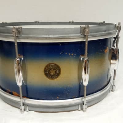 1950s Gretsch X4102 ‘Renown’ 14″ x 6.5″ Snare Drum in Blue/Silver Duco - 3 ply image 2