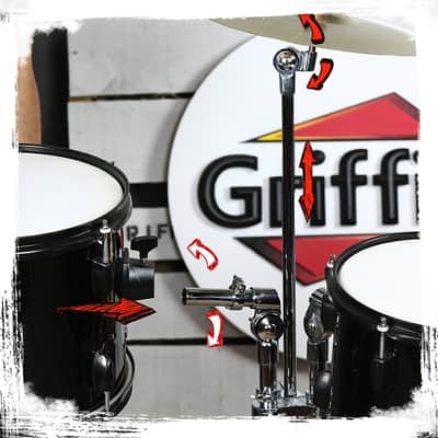 GRIFFIN Double Tom Drum Holder Stand with Cymbal Mount (Percussion TiltPro X Edition) – Adjustable Drum Hardware with Tripod Legs for Standard Cymbals image 10