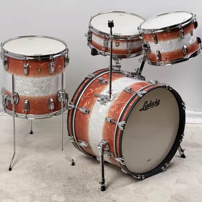 Ludwig 20/12/14/5x14" Classic Maple Downbeat Drum Set w/ Rail - Exclusive Fire Burst Pearl image 5