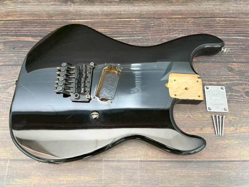 80s KRAMER LK-1B Body Black 1H w/Plate and Genuine Bridge Made in Japan image 1