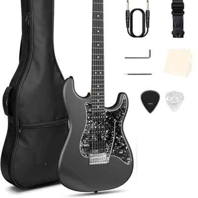 Electric Guitar with Built-in DSP Effects, 4 Presets, USB-C Recording, Headphone Output, Custom Ceramic Pickups, Carbon Fiber Body, with Gig Bag, Strap, Cable & Picks image 1
