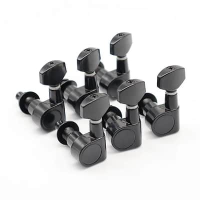Left Handed Inline Guitar Machine Heads Pegs in Black image 1