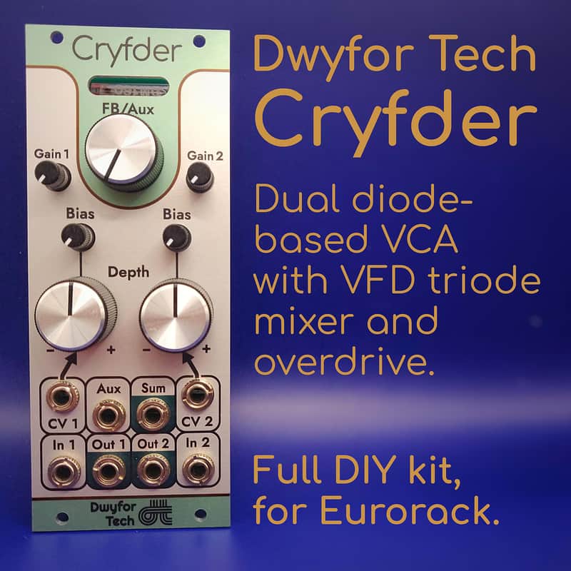 Dwyfor Tech Cryfder - Eurorack DIY Dual VCA, VFD Vacuum Tube Mixer, Overdrive, Distortion - FULL DIY KIT image 1