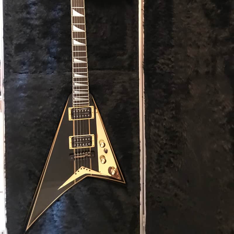 Jackson RR1 Custom Randy Rhoads 1985 San Dimas Custom Shop Offset Flying V Black and gold Pinstripe - PRE Fender era!