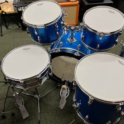 Ludwig 5pc Hollywood Outfit With Supra-phonic Snare - 8x12 / 9x13 / 16x16 / 14x22" Drum Set Keystone Badges 1966 - 1968 - Blue Sparkle / Vintage Hardware (SPEED KING, SPUR-LOK & More) image 2