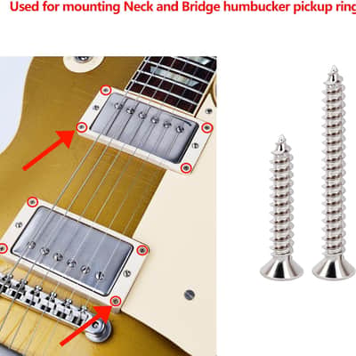 Imperial Guitar Humbucker Pickup Frame Mounting Screws Set Flat Head Countersunk Pickup Ring Mounting Screws Kit for Gibson Les Paul SG 10pcs Long + 10pcs Short Screws image 5