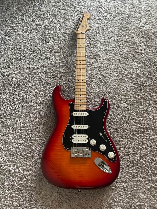 Fender Player Stratocaster HSS Plus Top 2020 MIM Cherry Burst Maple Neck Guitar image 1