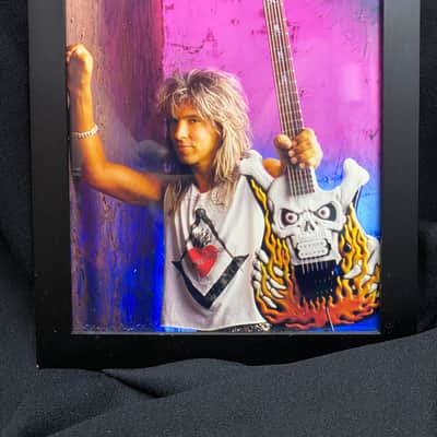 GEORGE LYNCH - Dokken Framed Black Wood 8x10 Photo ESP Screaming Skull Jimmy Diresta Masonic Guitar image 1