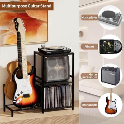 3-Tier Guitar Stand for Acoustic, Electric Guitar, Bass, Ukulele Cabinet image 2