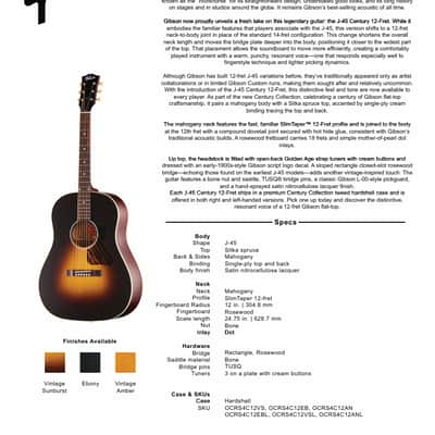 Gibson USA J-45 Century 12-Fret - Vintage Sunburst w/ Specialty Case image 19
