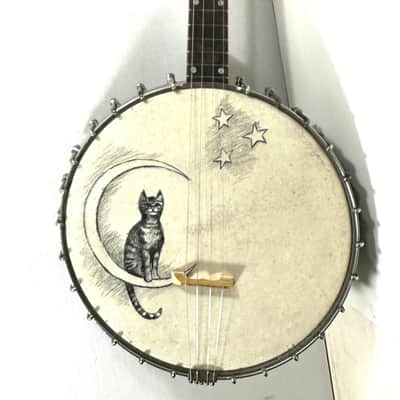 Vega vintage tenor cello banjo 4 strings with painted head New York made Style N “the Tabby” 1924 - Wood and half skin image 2