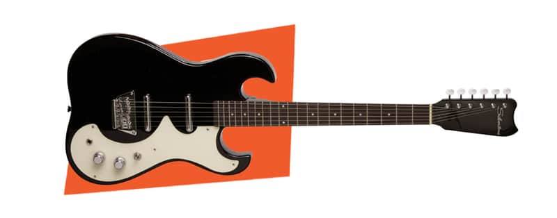 Silvertone 1449 Series Dbl Cut Bolt-on, Black Silver Flake image 1